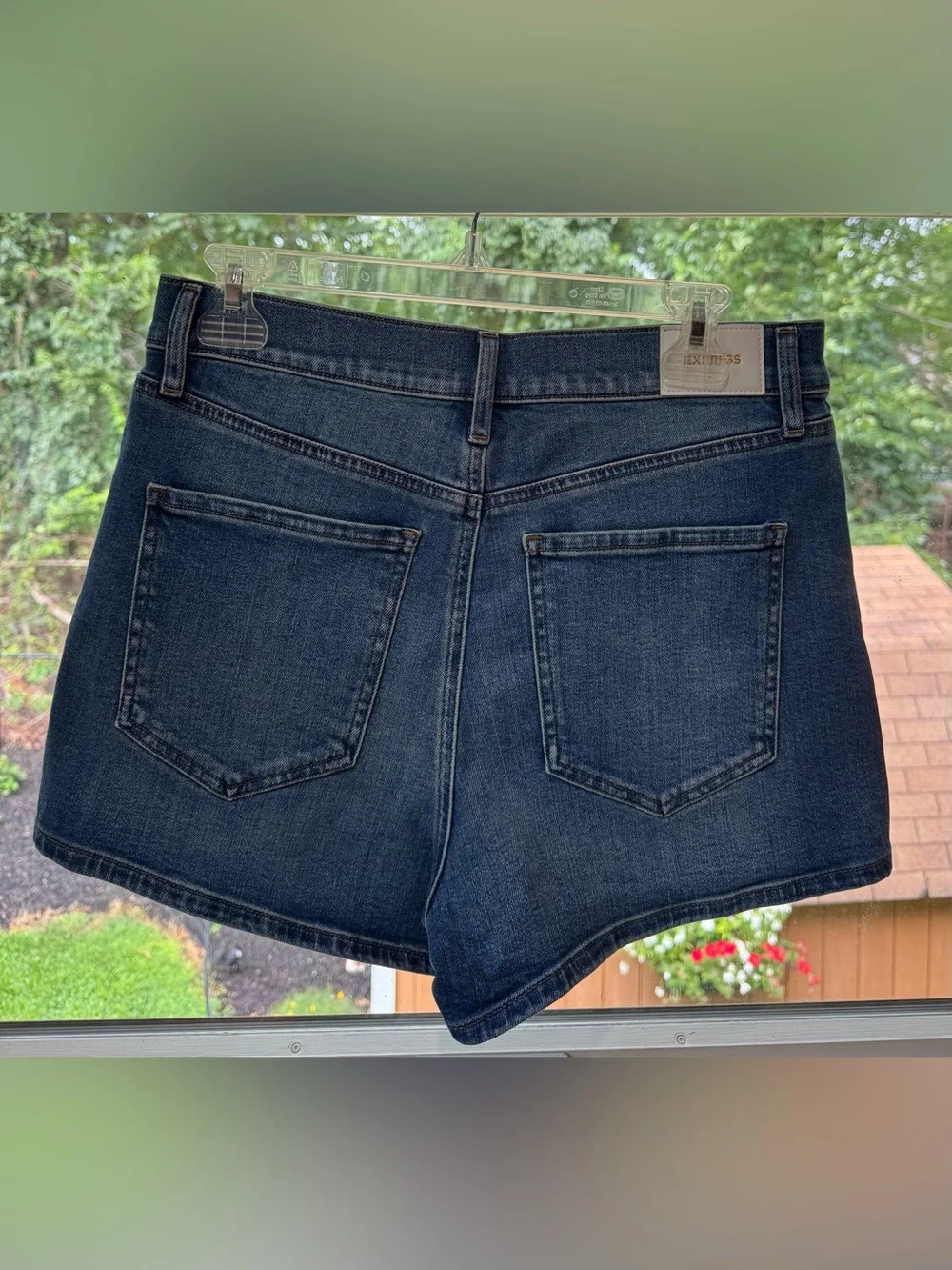 Express Women's Mid Blue Denim High-Rise Jean Shorts